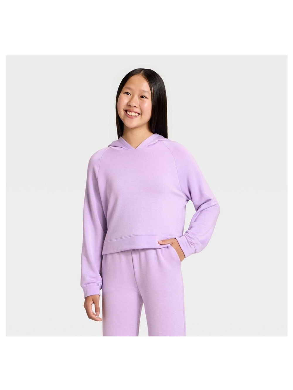 all in motion Lavender Girls Hooded Pullover Sweatshirt